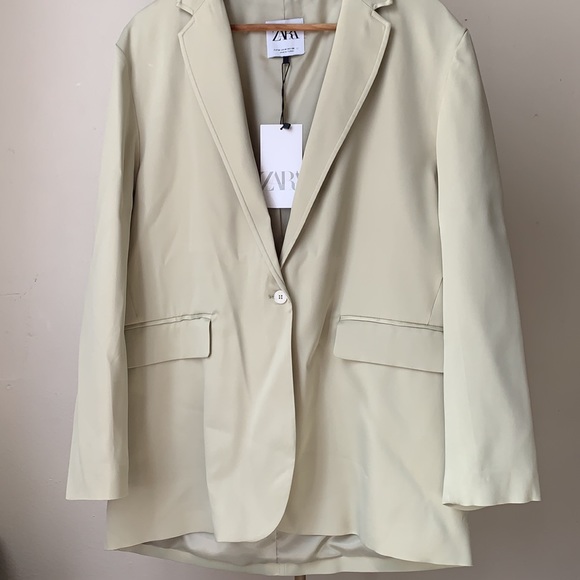 NWT Zara SATIN EFFECT BLAZER SEA GREEN M - Picture 11 of 15
